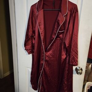 Elegant Burgundy Satin Robe